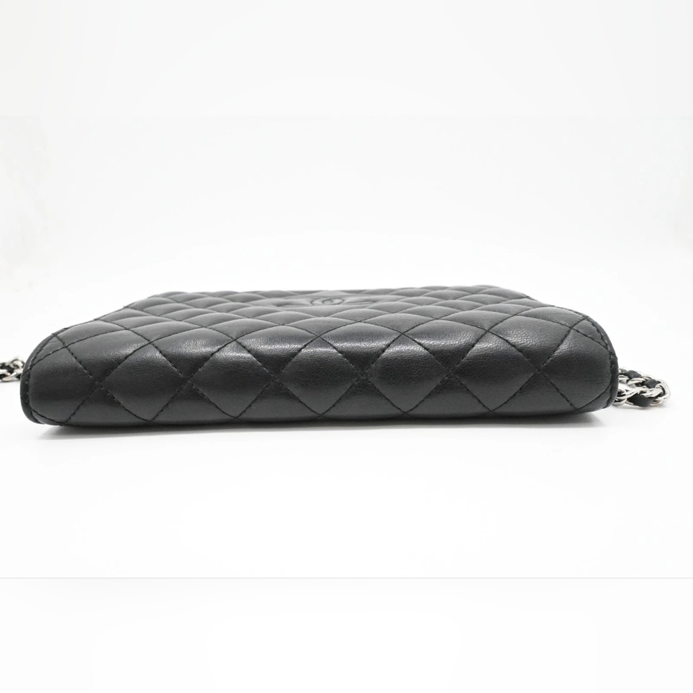 Chanel Quilted Lambskin Leather Diamond CC WOC Clutch Bag Silver Hardware - Picture 5 of 16